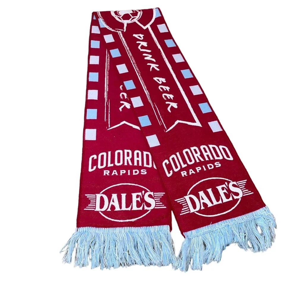 Colorado Rapids MLS scarf tassel ends red/white DALES Beer Soccer NEW
